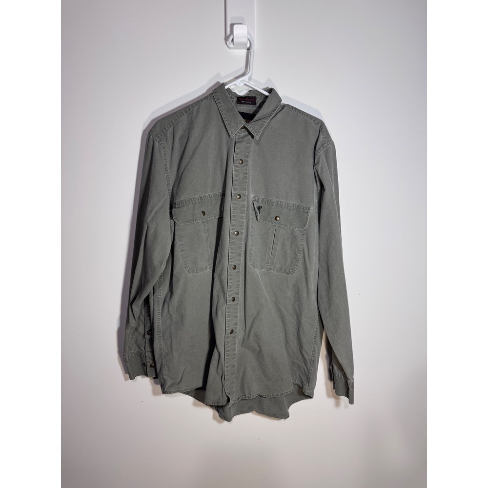 Browning Super Naturals Mens Large Green Cotton Canvas Button Down Hunting Shirt